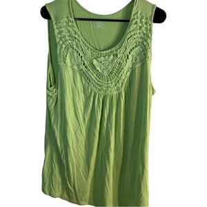 Dressbarn Green Crochet Detail Sleeveless Tank Top 18/20